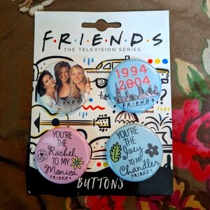 📌Friends Tv Show Warner Brothers Button Pin JoeyChandlerRachelRoss PhoebeMonica